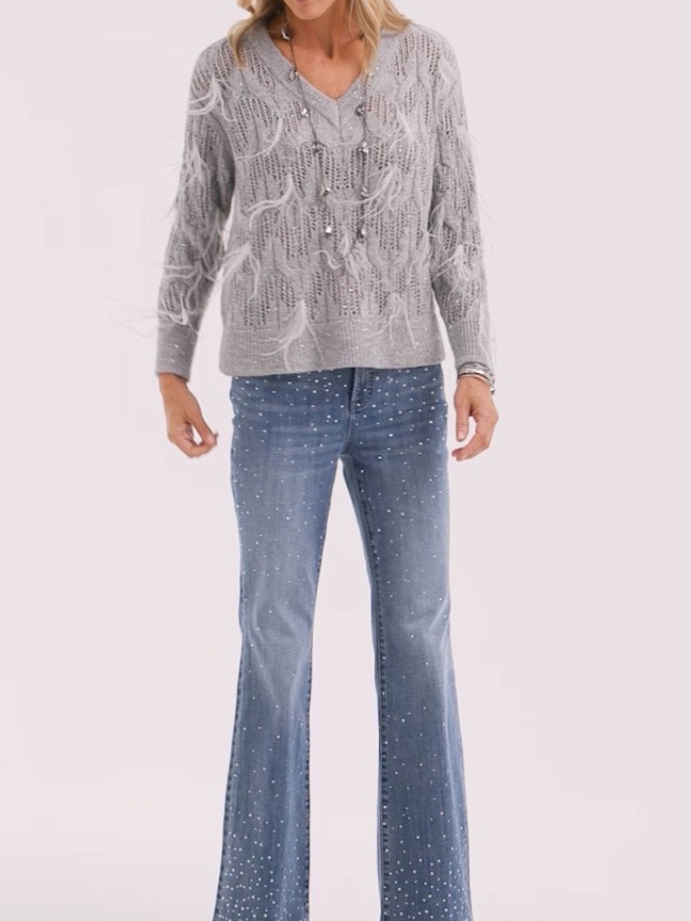 Chico’s So Slimming Girlfriend Jeans with Rhinestone Embellishments, US Size 8R - Picture 5 of 11